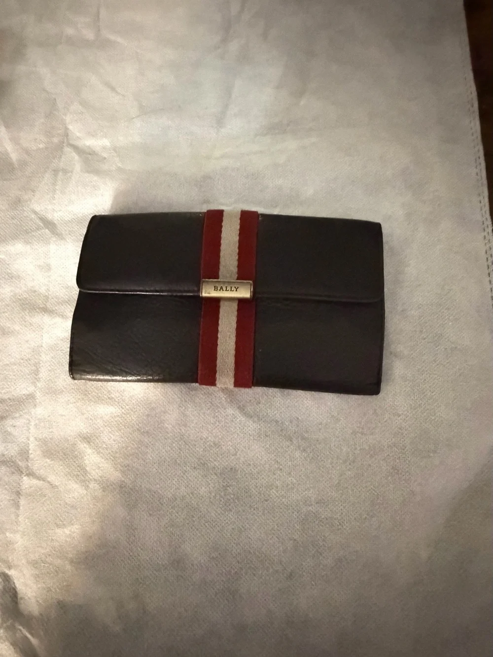 Vintage Bally Leather Long Wallet Clutch Red White Stripe – Designer